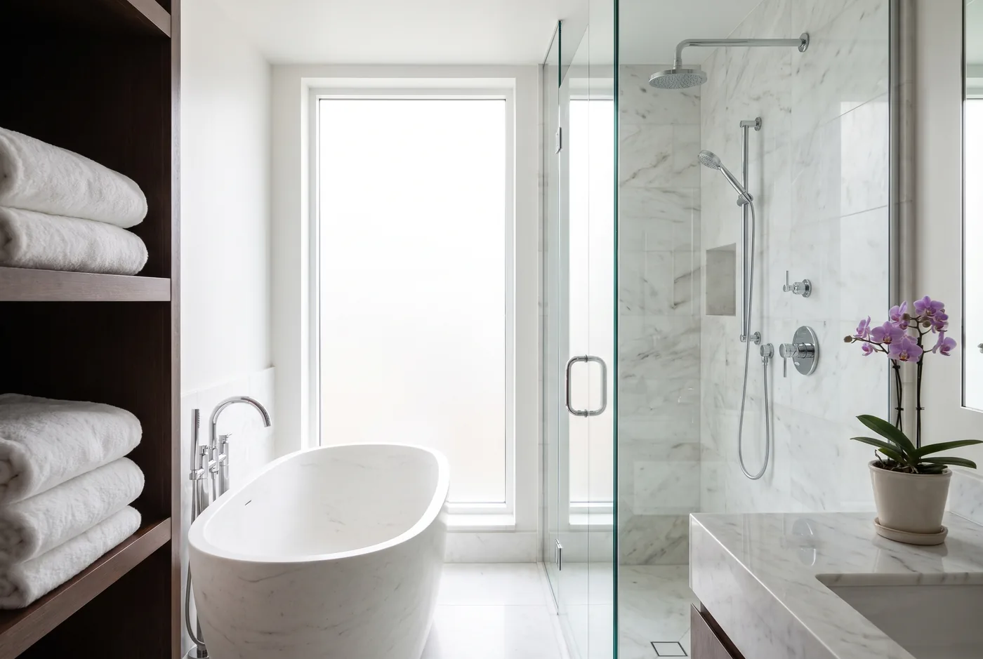 Spa-like luxury bathroom professionally cleaned in Tampa Bay